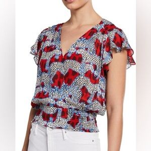 NWT Small Parker Silk Blend Red/Blue/Black Top ($218)